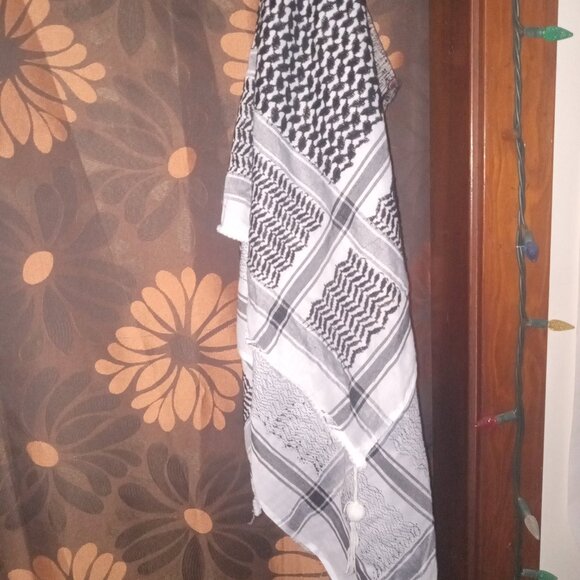 Vintage  Keffiyeh Arabic Shemagh Solidarity Scarf Shawl - Picture 2 of 8